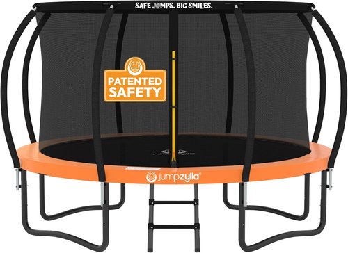 JUMPZYLLA Trampoline - Outdoor 8FT to 16FT with Enclosure, Non-Slip Ladder & Anti-Rust Frame - ASTM Approved