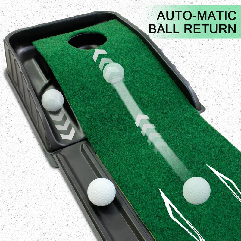 MYKUJA PRO Golf Putting Mat Indoor Putting Green with Ball Return, Mini Golf Mat for Home and Office, Golf Practice Mat Golf Gifts for Men