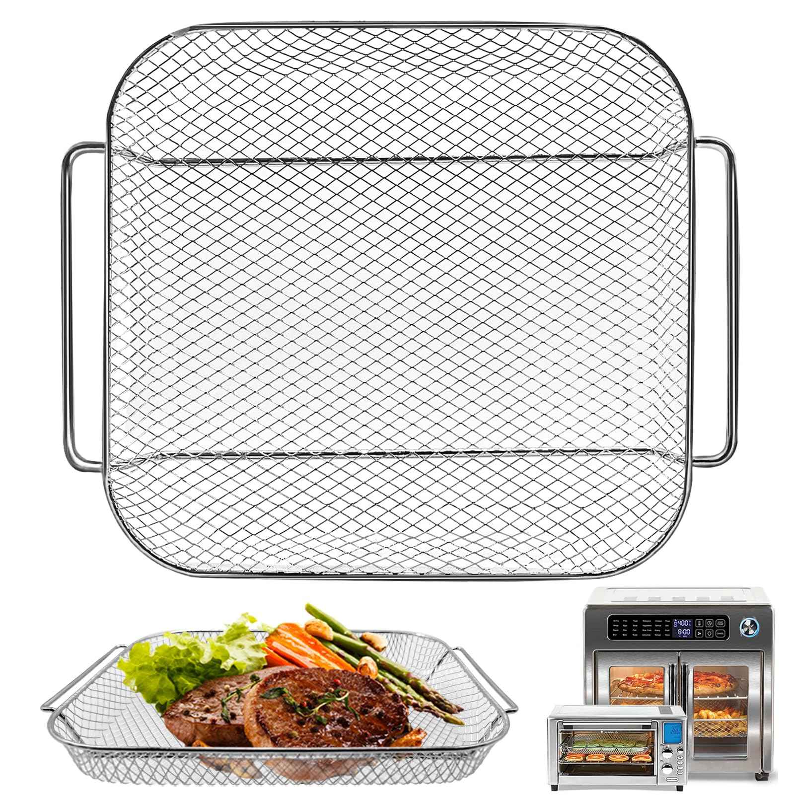 GWYSY Air Fryer Basket Replacement for Emeril Lagasse 26 QT Extra Large Air Fryer Convection Toaster Oven, 12.5 * 10.2'' Non-stick Mesh Air Fryer Basket Wire Rack Accessories Parts, Dishwasher Safe