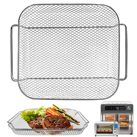 GWYSY Air Fryer Basket Replacement for Emeril Lagasse 26 QT Extra Large Air Fryer Convection Toaster Oven, 12.5 * 10.2'' Non-stick Mesh Air Fryer Basket Wire Rack Accessories Parts, Dishwasher Safe