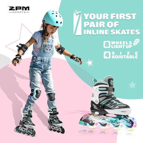2PM SPORTS Cytia Pink Girls Inline Skates - Adjustable Light-Up Wheels for Fun Beginner Roller Skating