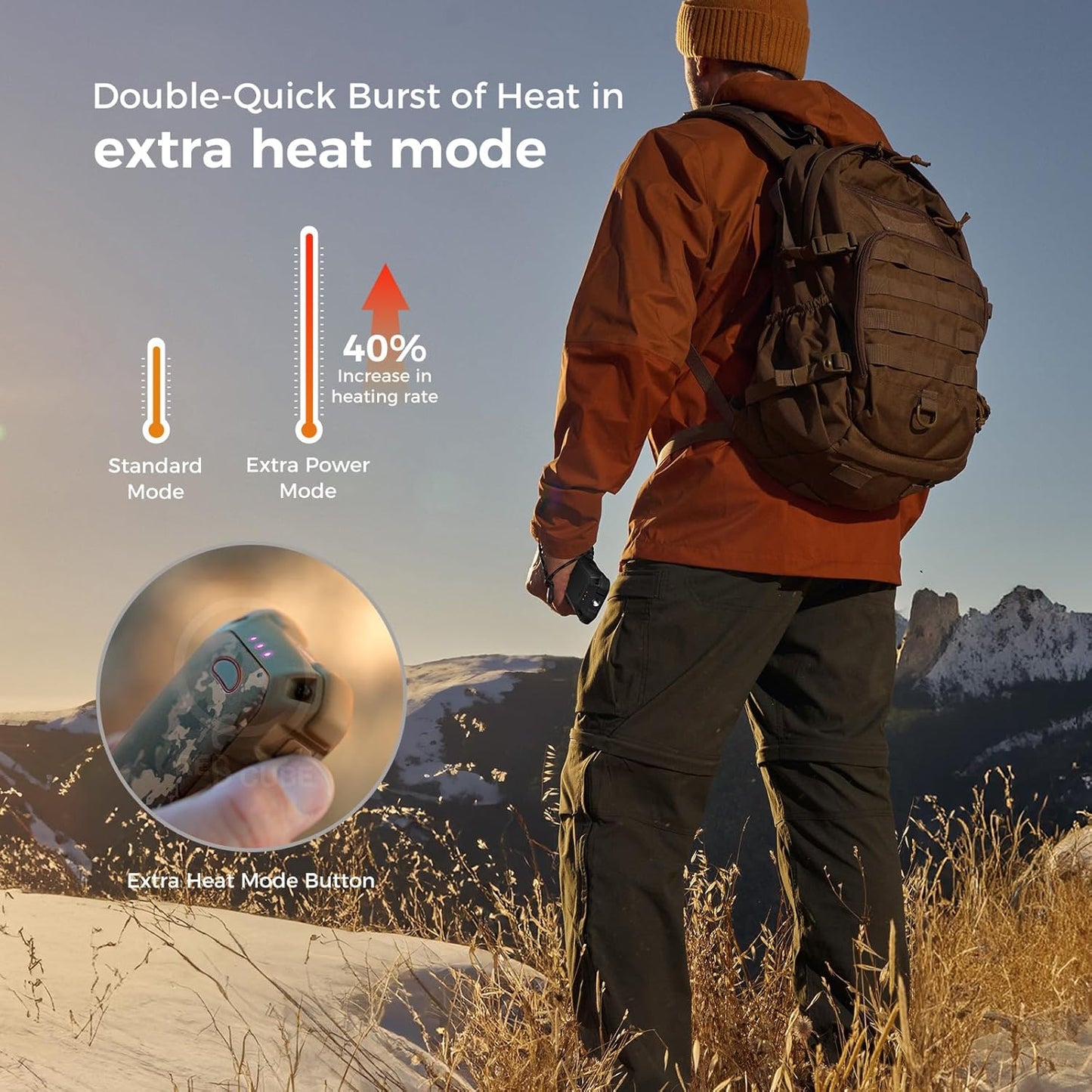 OCOOPA Hand Warmers - IP56 Waterproof Rechargeable 10000mAh | Extra Heat Mode & Torchlight - Perfect for Winter Outdoor Activities