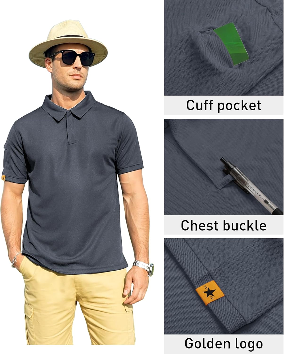 ZITY Men's Polo Shirt - Short Sleeve Tactical Golf Tee | Stylish Casual Collared Design