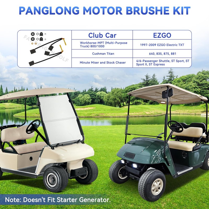 Panglong ADC EZGO Motor Brushes, Club Car Motor Brushes, Golf Cart ADC Motor Brushe Kit Suitable for Club Car and 1997-2009 EZGO TXT Electric Models, OEM# 73120G25, 1021862-01, 1021871-01