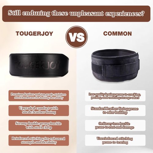 Genuine Leather Weight Lifting Belt for Men Double Prong Power Belt Heavy Duty - Strong, Stabilizing Back Support for Deadlifts, Squats Powerlifting