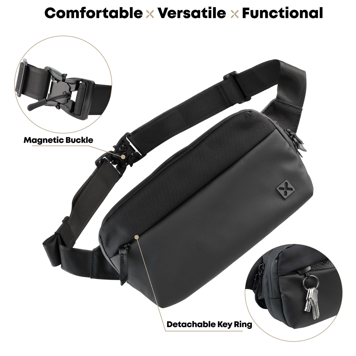 ApeX Sling Bag – Odor Proof Crossbody EDC Bag with 6-Layer Carbon Lining, 1680D Cordura® Ballistic Nylon, Tamper-Proof Zippers, Magnetic Buckle, Adjustable Strap