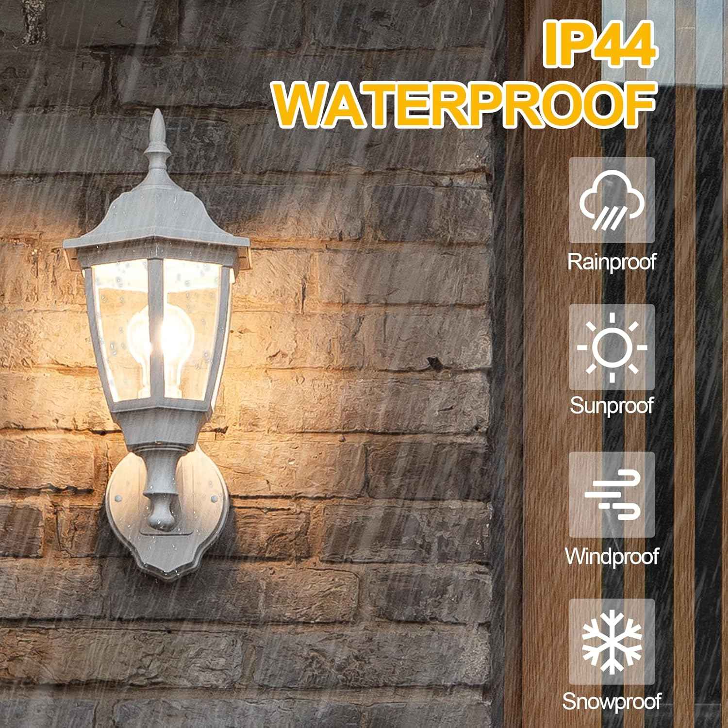 Outdoor Wall Light with Dusk to Dawn Sensor - 2-Pack LED Lanterns for Porch & Garage