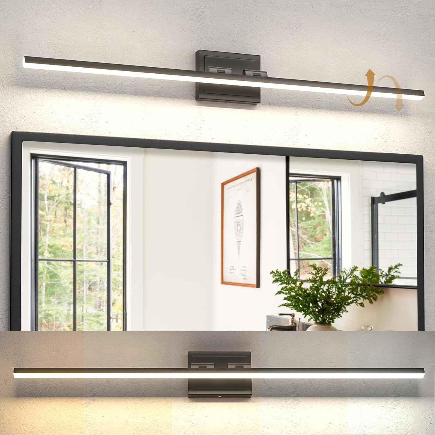 NIORSUN 24-Inch Dimmable LED Bathroom Vanity Light Fixture - Modern Black Over Mirror Lighting, 5CCT, ETL Certified