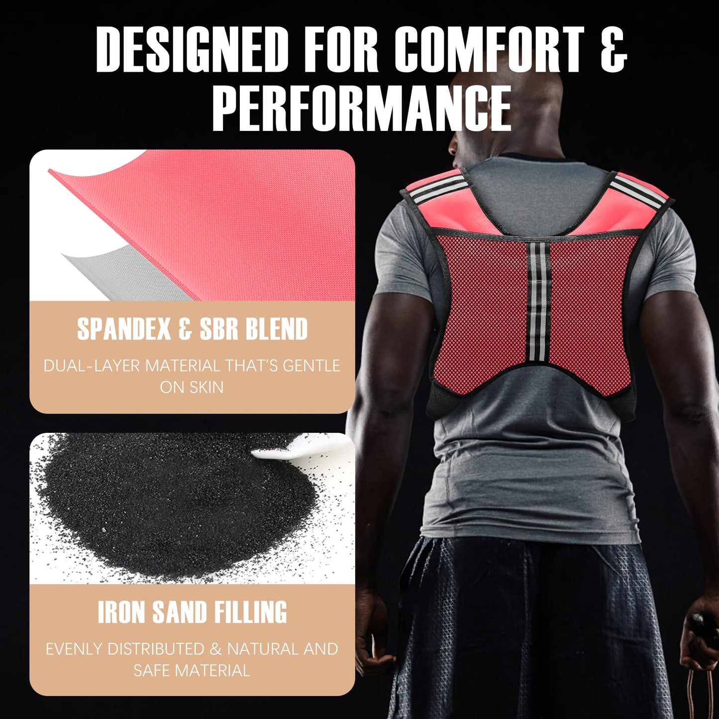 NATURELUX Weighted Vest with Reflective Stripe and Adjustable Buckle Straps, Pink, 10 lbs