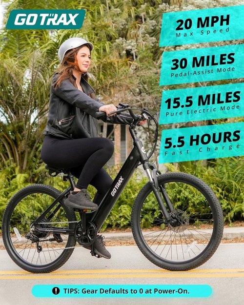 Gotrax Dolphin Electric Bike - 26" City E-Bike with 30-Mile Range, 20MPH Speed & Front Suspension