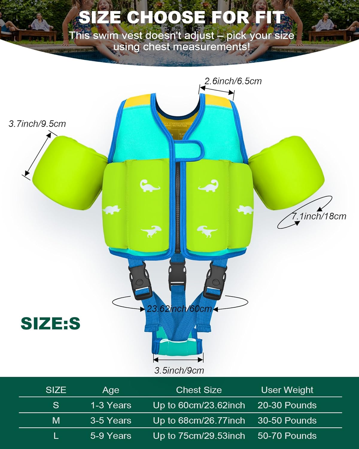 Skiennix Kids Swim Vest | Comfortable Float Jacket for Ages 1-9 | Bright Colors & Crotch Strap, 20-70 lbs