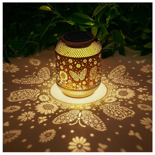 Solar Lanterns Outdoor Waterproof Butterfly Garden Decor Birthday Gifts for Women Mom Grandma Hanging Solar Lights Metal Decoration Outside for Yard, Patio, Backyard, Porch, Pathway