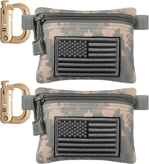 FRTKK Tactical Compact EDC Pouches - Military Molle Utility Organizers | 2 Pack Coin & Keychain Holders