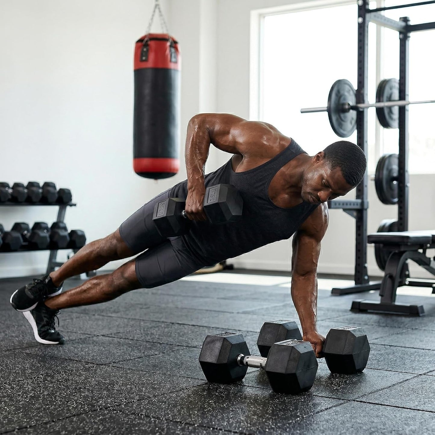 Rubber Hex Dumbbell Set - Premium Coated Free Weights for Home Gym | Multiple Weights 15-550 lbs