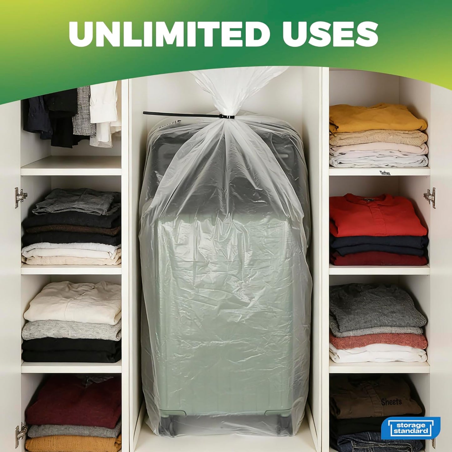 Storage Standard Large Clear Plastic Bags - Waterproof Heavy-Duty 6-Pack for Luggage & Travel Gear | 40 x 60 Inches