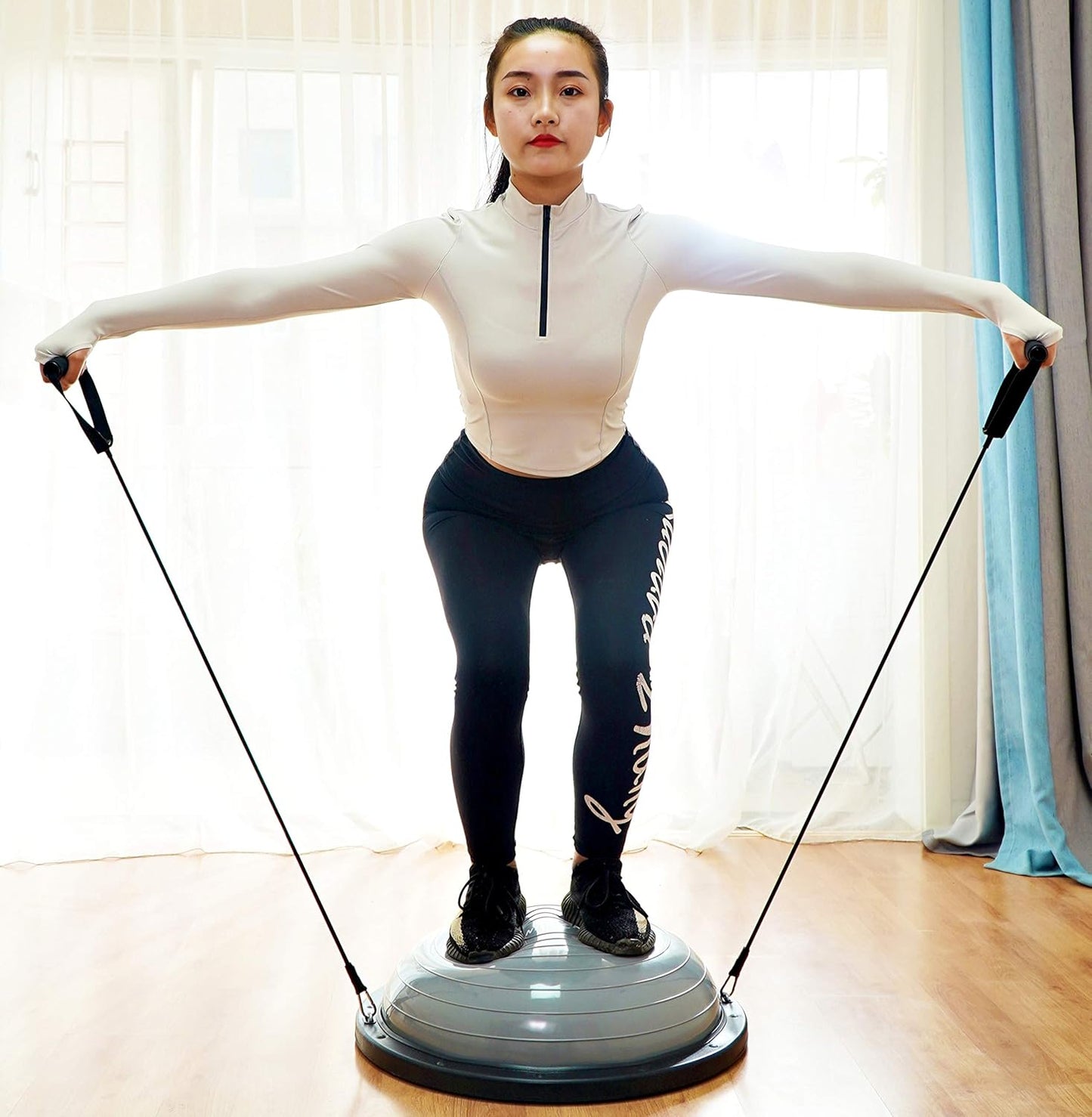 Nice C Balance Ball - Half Balance Trainer with Resistance Band & Bonus Foot Pump | Fitness & Yoga