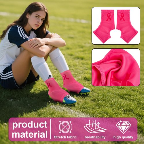 Breast Cancer Awareness Spats Football Cleat Covers Youth, Pink Cleat Covers Football for Soccer Breast Cancer Gifts for Women, Cleat Spats Keep Cleats Tied Turf Pellets Out (Light Pink, L)