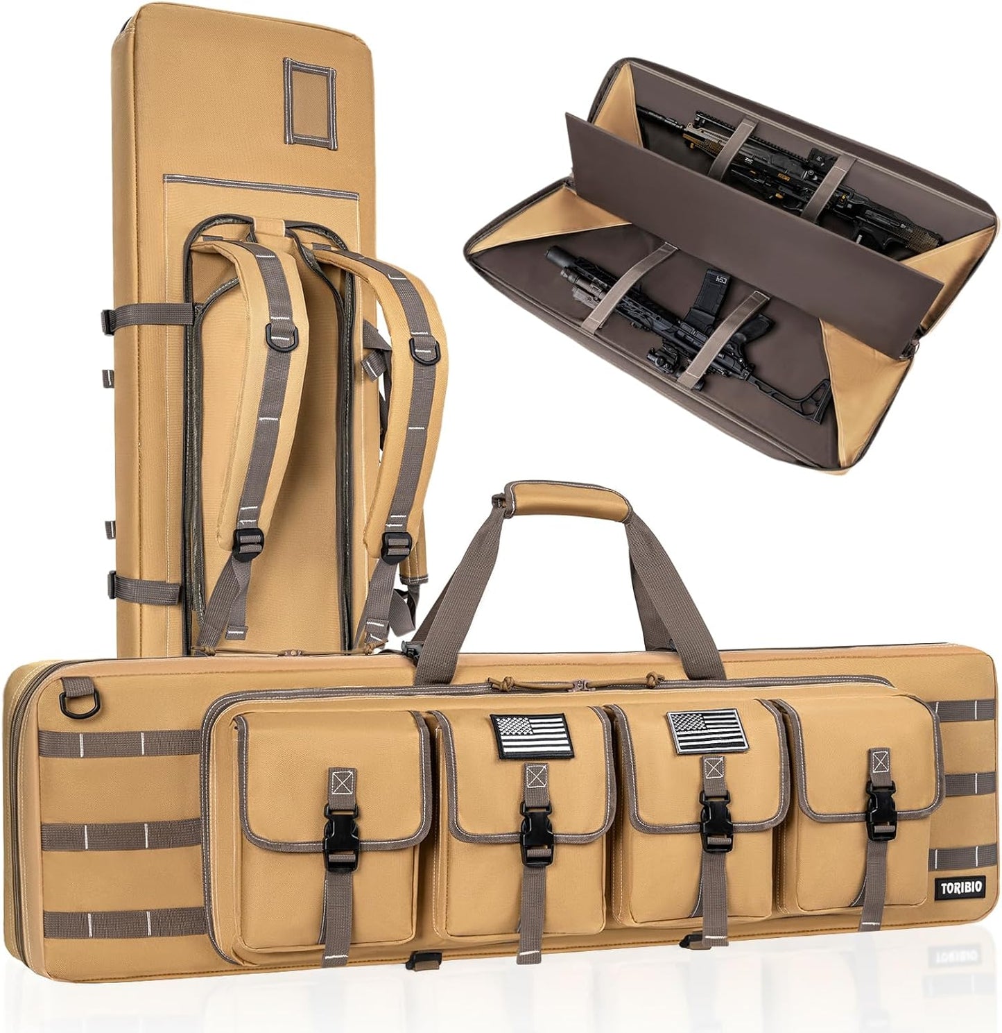 TORIBIO Double Rifle Case - Tactical Soft Bag for Firearm Storage & Transport | Fits 32" to 55" Rifles