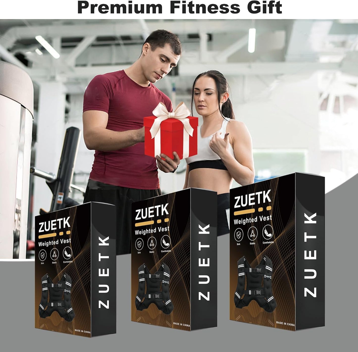 ZUETK Weighted Vest - Adjustable 6lb to 30lb | Reflective Stripe for Enhanced Safety - Ideal for Strength Training & Fitness