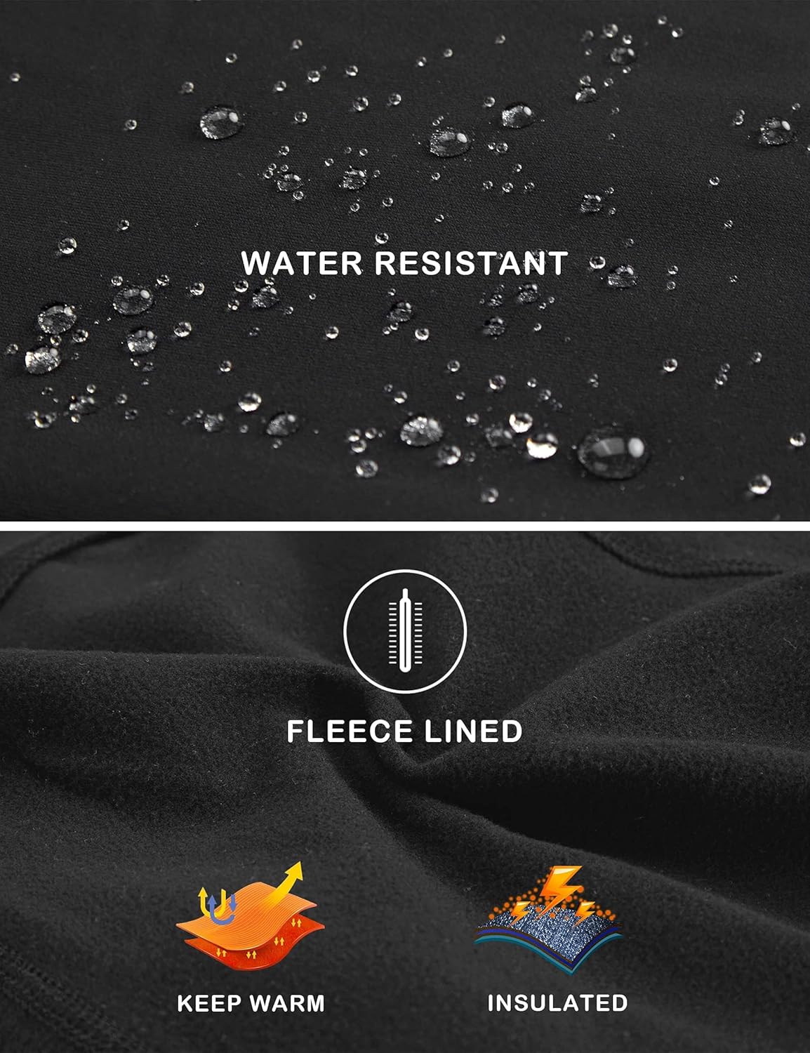 ZUTY Fleece Lined Leggings - Water Resistant Thermal Insulated High Waisted | Plus Size Hiking Pants