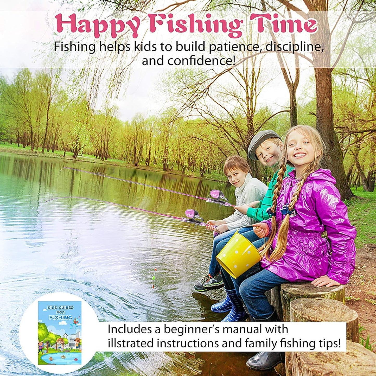 Milerong Kids Fishing Rod - Portable Telescopic Fishing Pole & Reel Combo Kit for Boys & Girls