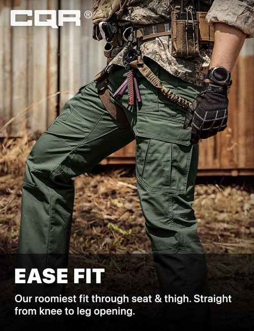 CQR Men's Tactical Pants - Lightweight Water Resistant Ripstop Cargo for Outdoor Work & Hiking