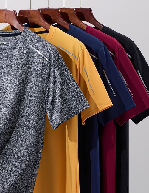 5 Pack Men’s Active Quick Dry Crew Neck T Shirts | Athletic Running Gym Workout Short Sleeve Tee Tops Bulk