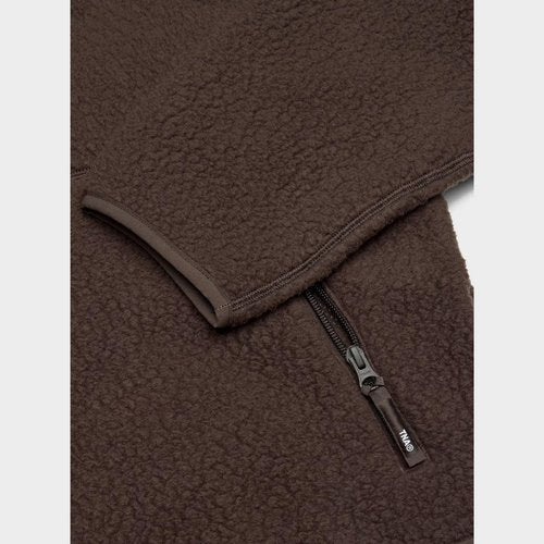 Keeliya Womens Fleece Sweatshirts Cropped Half Zip Sherpa Pullover Fuzzy Warm Winter Jackets with Zipper Pockets(Brown,L)