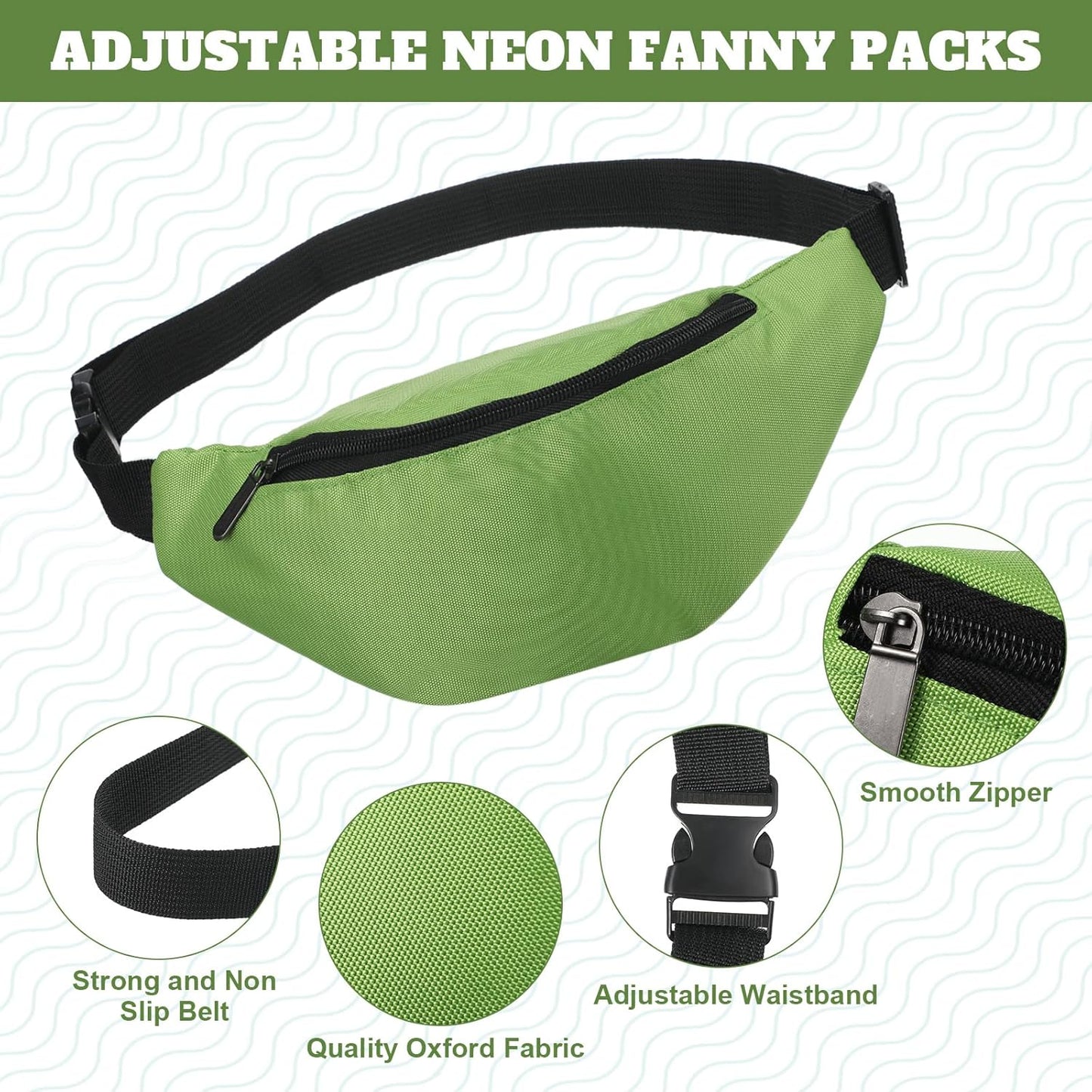 Saintrygo Neon Fanny Pack Set - 20 Adjustable Waist Bags for Workout & Travel | Classic Vintage Style