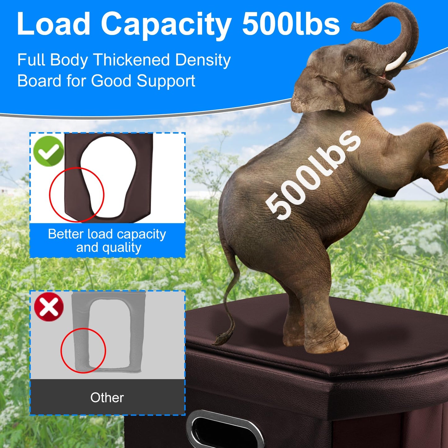 Brarvagur Upgrade XXL Portable Toilet Camping for Adults,17.5" Foldable Camping Toilet Portable, Portative Travel Toilet with Night Sensor Light,Aroma Patch,Handbag for Hiking, Car, Boat, Tent (Back)