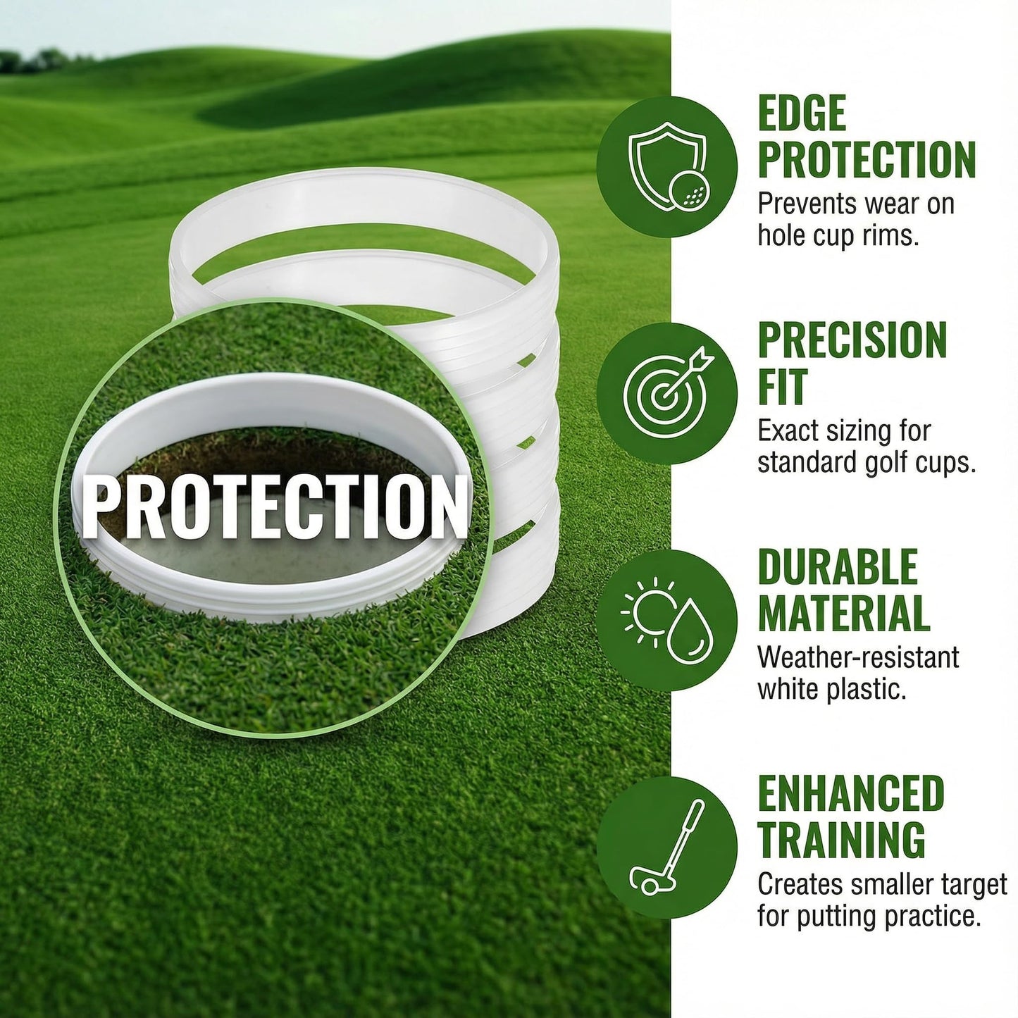 5pcs Golf Green Cup Rings: Portable Golf Putting Green Hole Cup Rings - Golf Training Aid Accessories for Outdoor, Backyards, Golf Course 11 x 11 x 2cm