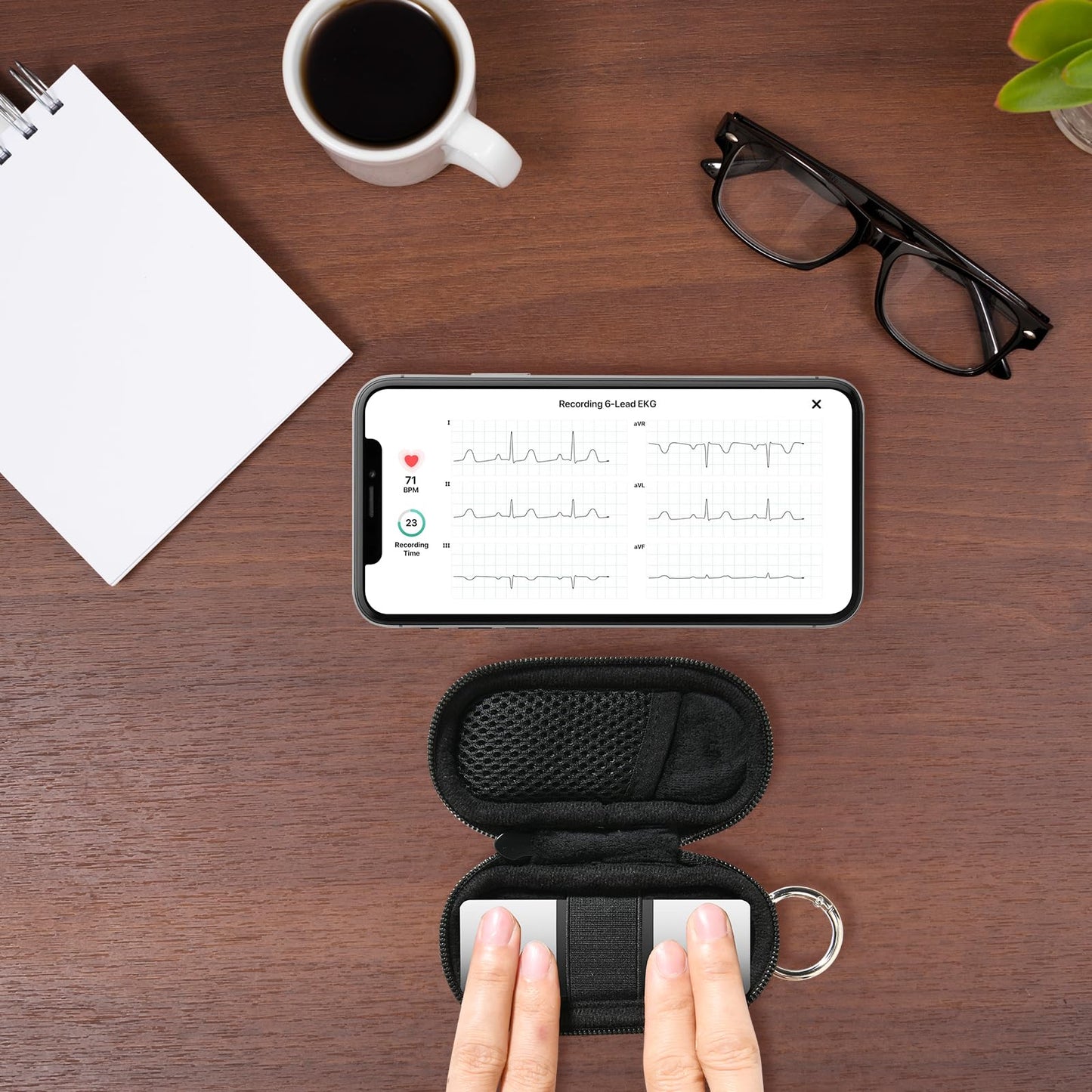 Beautyflier Heart Monitor Case Compatible with AliveCor KardiaMobile 6L, Portable Heart Monitor Bag with Spring O-Ring Keychain, Keep Clean and Protected (Bag Only)