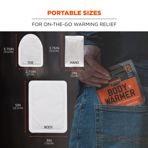 Ergodyne N-Ferno 6994 Adhesive Body, Toe, Hand Warmers Variety Pack, Disposable, Up to 12 Hours of Warming, Includes 3 pairs of toe, 5 body, 5 pairs of hand warming pouches