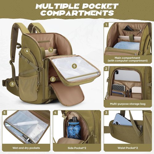 Maelstrom Tactical Backpack - Water Resistant 40L Military Gear for Hiking, Camping & Gym | Khaki