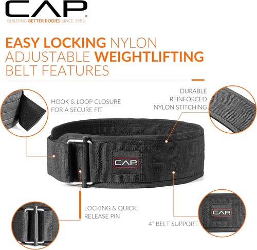 CAP Barbell Premium Nylon Weightlifting Belt - Durable Support for Enhanced Lifting | Multiple Sizes Available