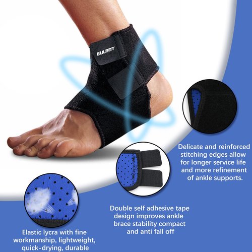 YEEKORO Kids/Youth Ankle Brace, Adjustable Breathable Ankle Support Plantar Fasciitis Compression Sleeve Foot Brace Heel Protector Wrap for Protection Tendonitis & Sprain Ankle Pain Relief（Black,S