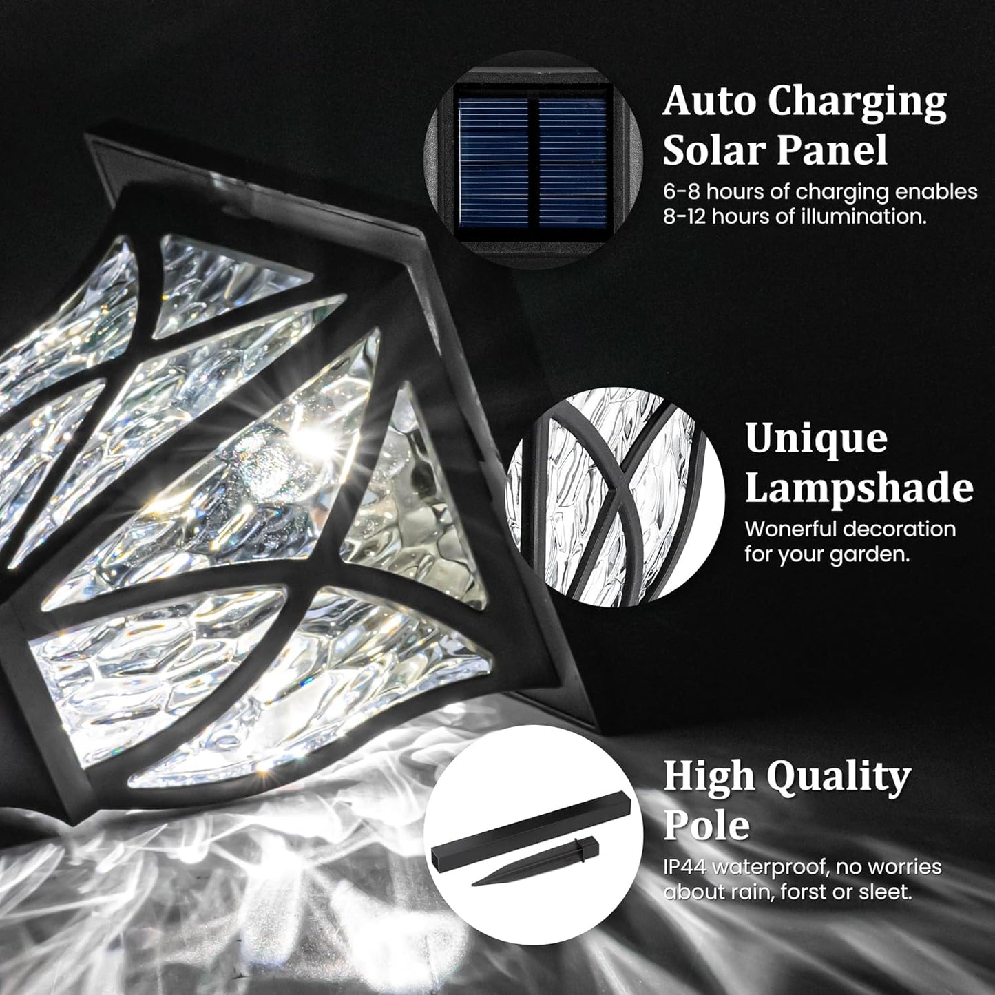 8 Pack GIGALUMI Waterproof LED Solar Garden Lights - Outdoor Patio & Landscape Decor