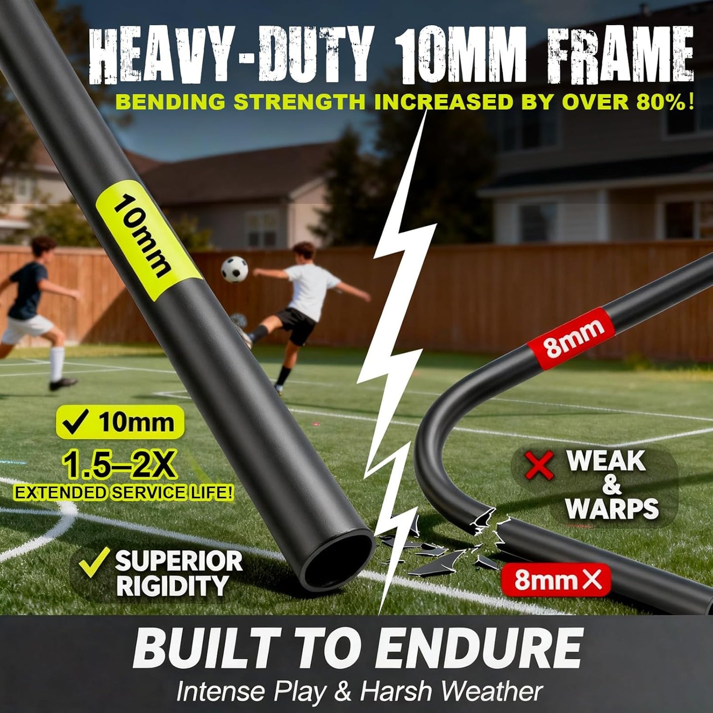 Pro-Grade Kids Soccer Goal - Tear-Resistant 5-Layer Net & Durable 10mm Poles | Portable Training Set (4x3ft/6x4ft/7x5ft)