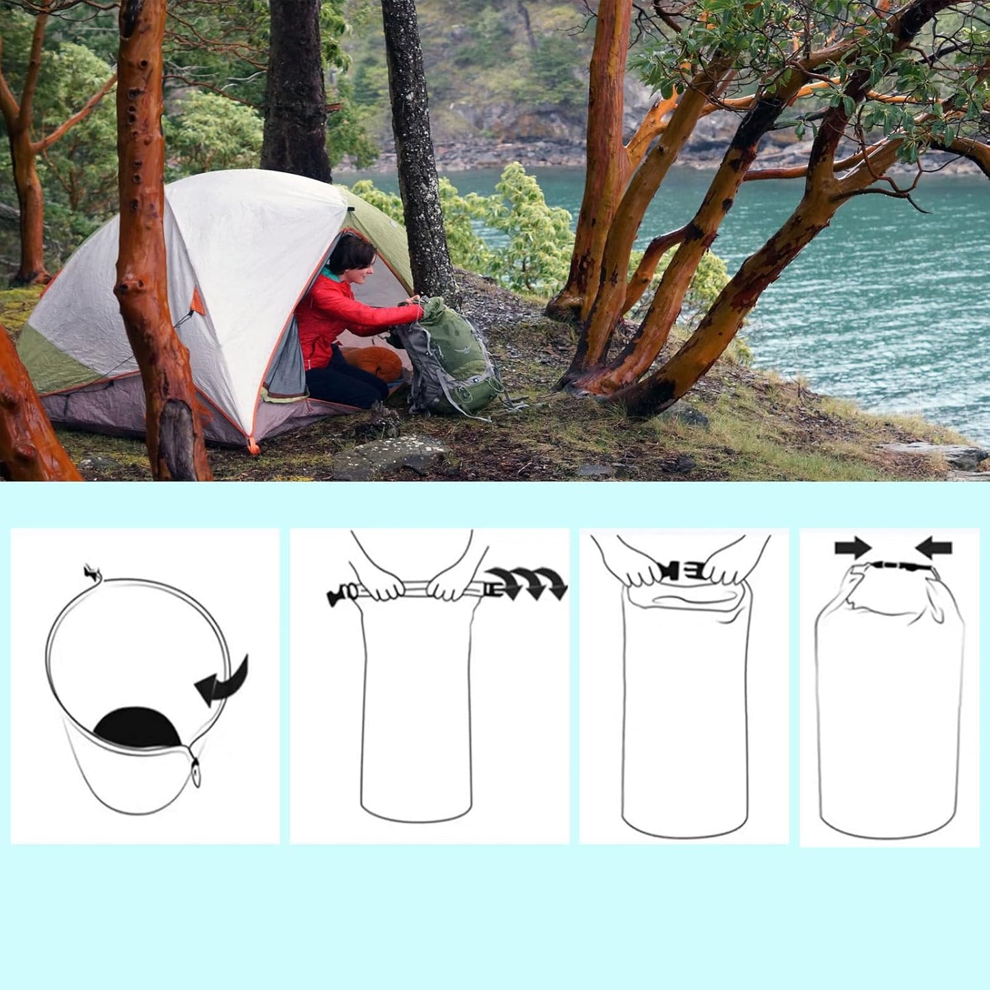 Skiennix Waterproof Dry Bags - Ultralight Roll Top Sacks for Kayaking, Hiking & Camping | 70L Black