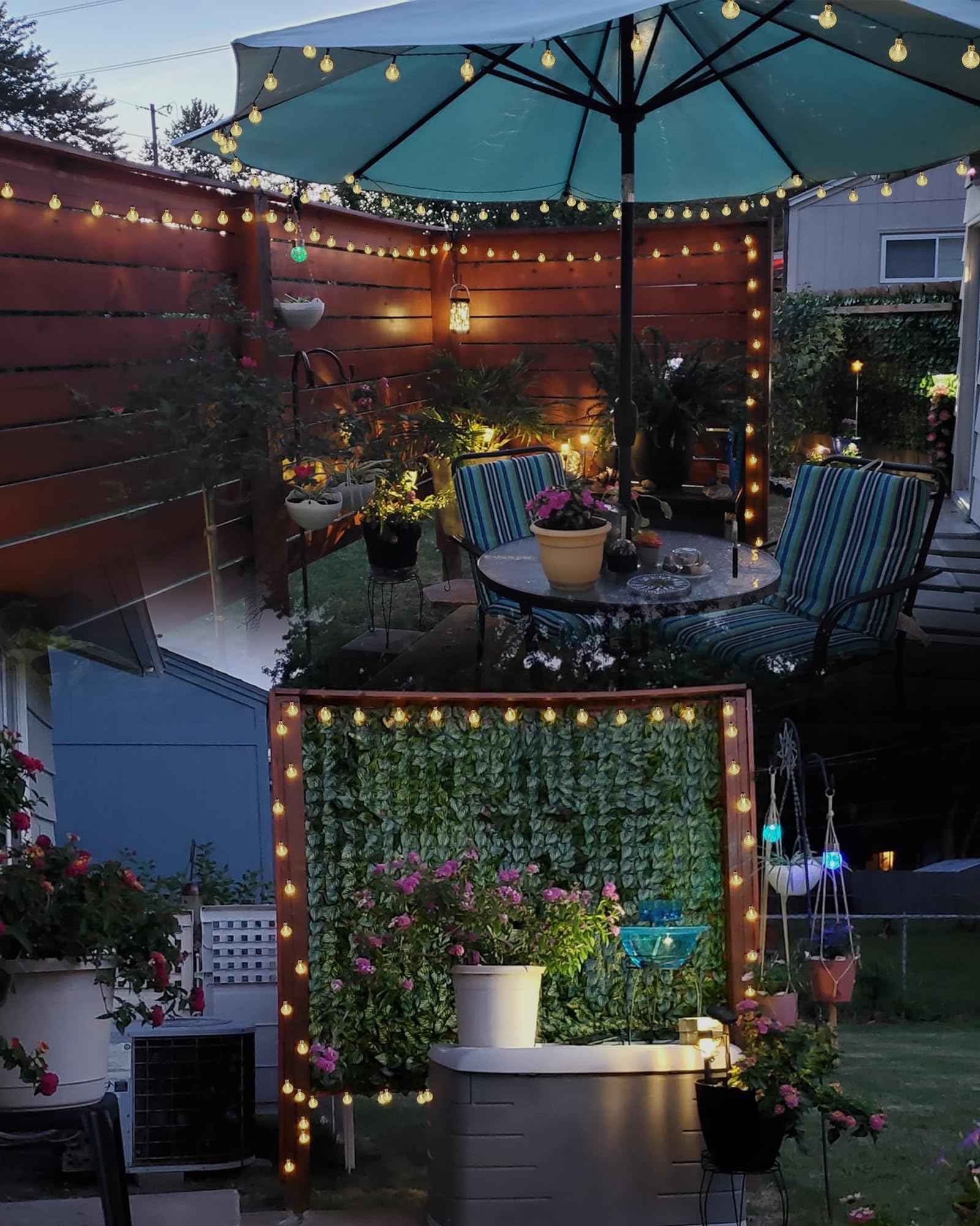 Selarlyt 2 Pack 120 LED Solar String Lights Outdoor Waterproof, 72 FT Crystal Globe Lights with 8 Lighting Modes, Solar Powered Light Outdoor for Garden Wedding Party Decor（Warm White）