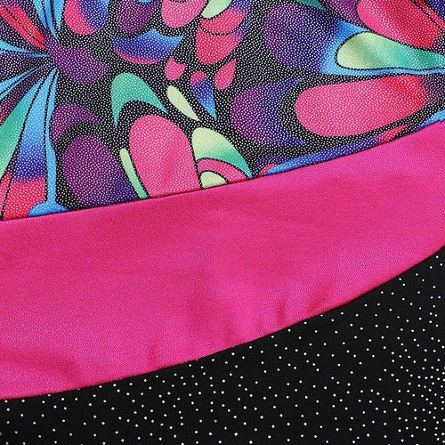 Belovance Girls' Gymnastics Leotards - Sparkle Butterfly Floral Design | Sleeveless Biketards in Hot Pink & Black