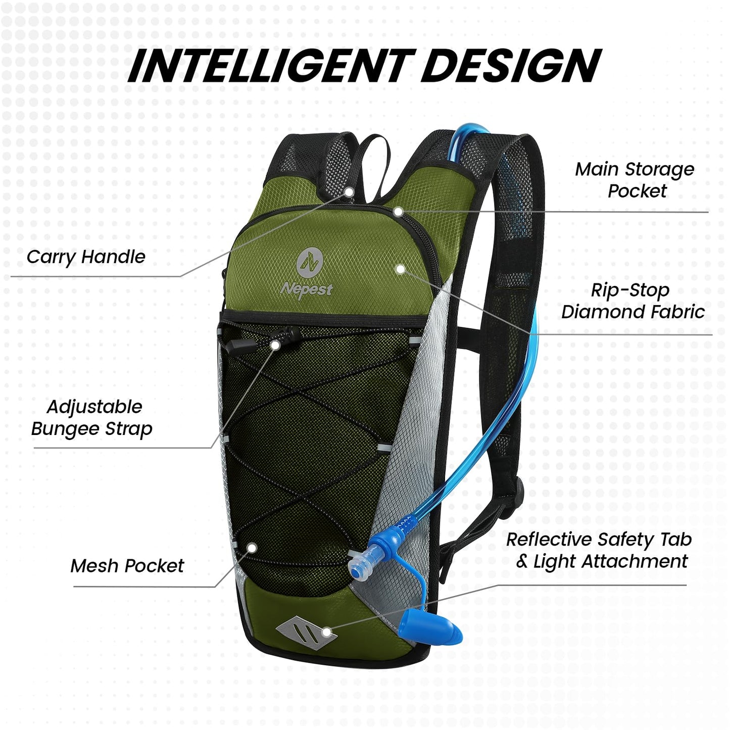 Nepest Hydration Backpack with 2L Water Bladder Water Back Pack