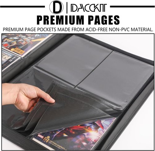 D DACCKIT Premium Comic Binder - Holds 96 Comics with Sleeves | Classic Navy Blue Storage Album