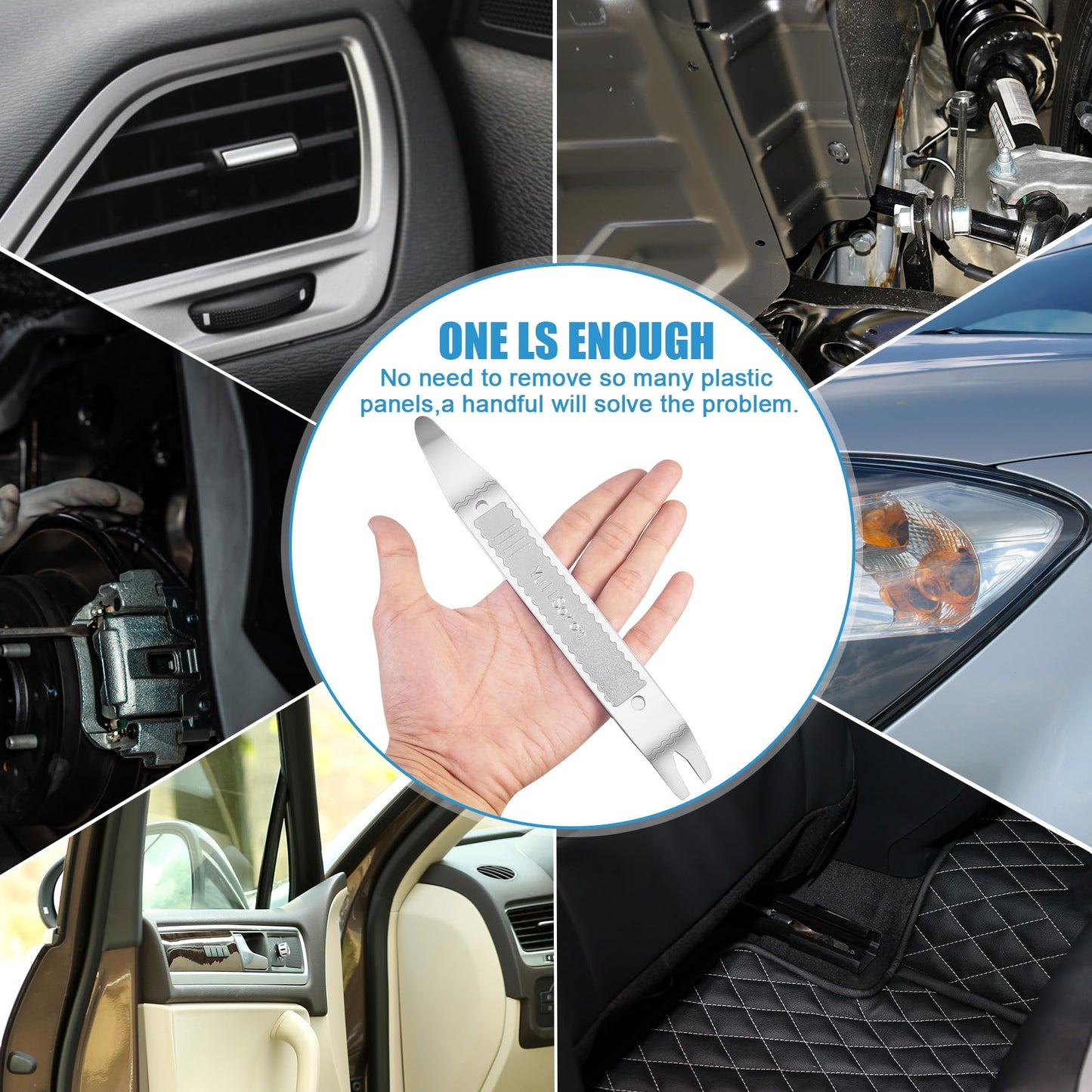 4140 Dual-purpose Steel Pry Bar, Multi-Function Trim Removal Tool for Automotive Panel,Planes Panel, Interior &exterior Trim Removal (Silver Pry Tool 1pc)