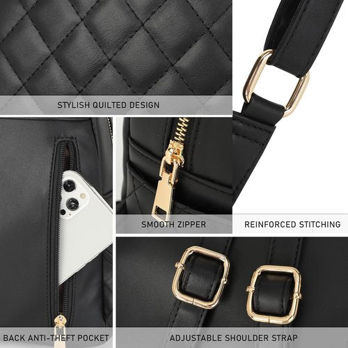 KL928 Mini Backpack - Quilted PU Leather Satchel for Women | Stylish Casual Daypack in Small Size