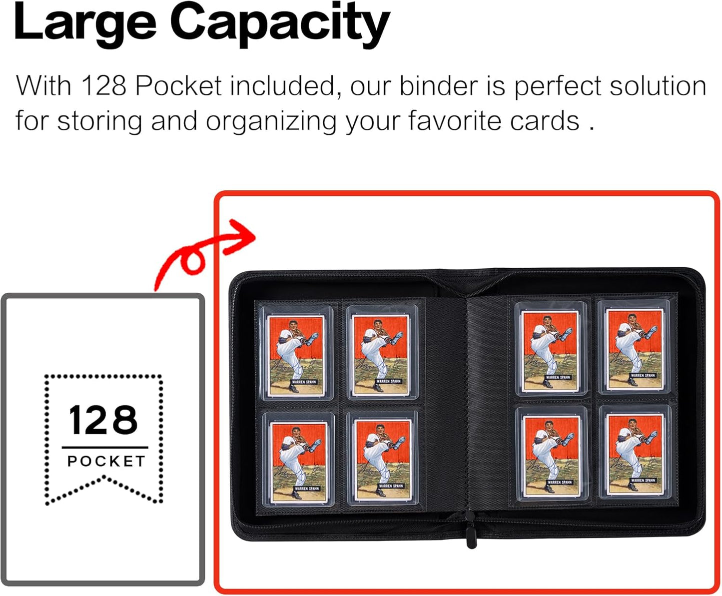 Top Loader Binder - Holds 128 Trading Cards | 4 Pocket Design for 3" x 4" Rigid Holders - Classic Orange