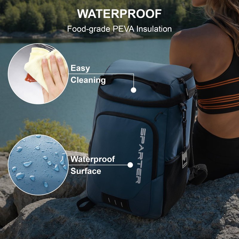 SPARTER Backpack Cooler Insulated Leak Proof 33 Cans, 2 Insulated Compartments Thermal Bag, Portable Lightweight Beach Travel Camping Lunch Backpack for Men and Women