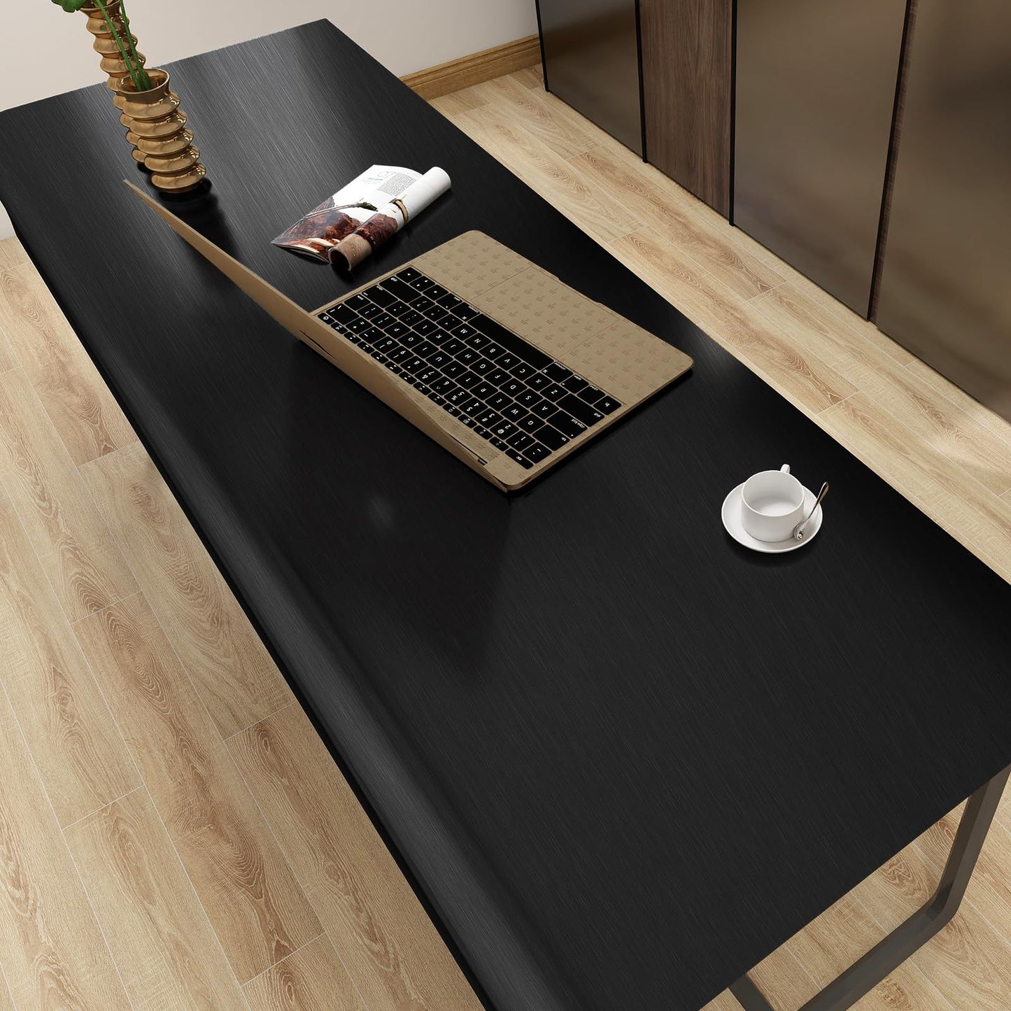 TAPETYLLER Stainless Steel Peel and Stick Wallpaper 15.7"x 118" Black Stainless Steel Contact Paper Countertop Removable Self Adhesive Thick Vinyl Waterproof for Wall Paper Fridge Kitchen Cabinets