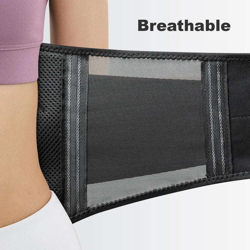 AllyFlex Sports® Lightweight Back Brace for Men & Women Under Uniform, Dual Medical 3D Lumbar Pads for Lower Back Pain Relief, Breathable Mesh with Adjustable Stapes for Back Stress - M