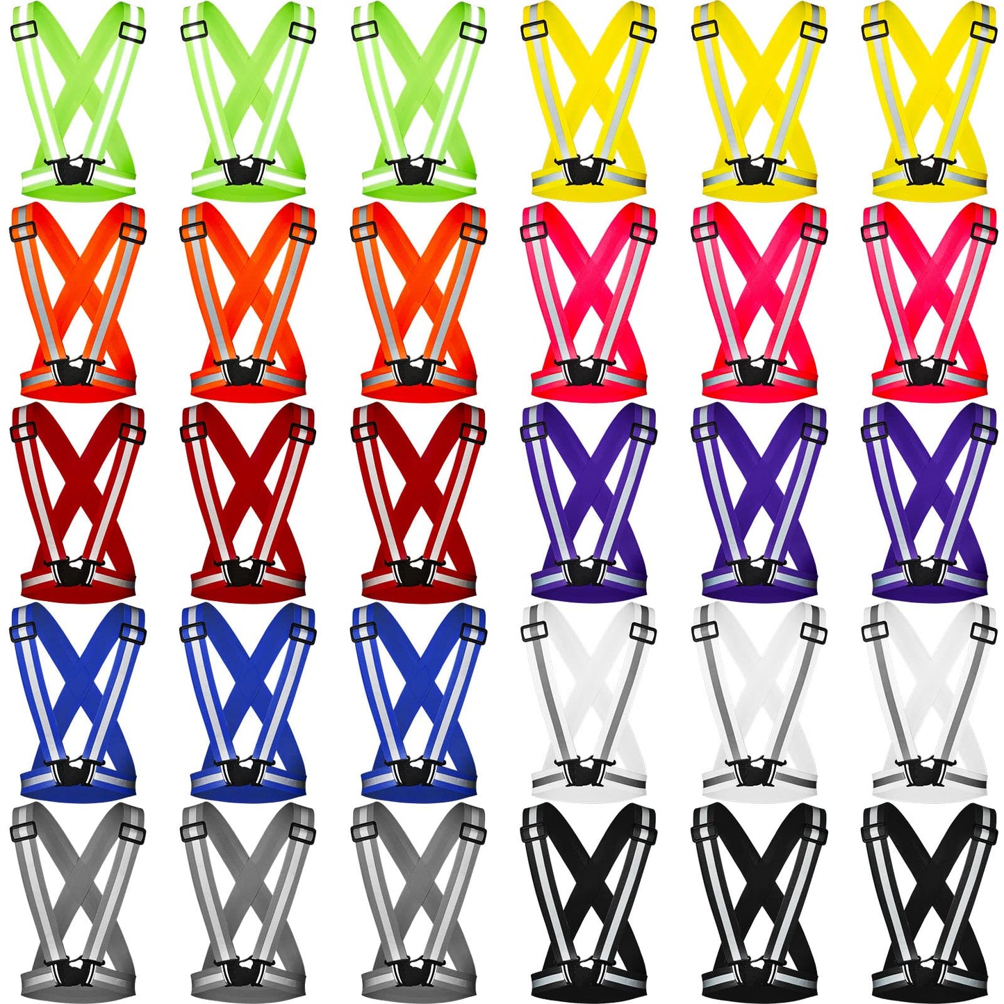Macarrie 30 Pack Reflective Running Vest High Visibility Safety Vests, Lightweight Adjustable Elastic Reflective Gear for Night Running Jogging Cycling Walking Hiking Dog Walking Men Women Bulk Pack